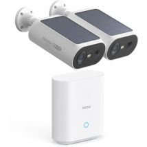 Aosu - 2K Überwachungskamera Aussen Solar Akku 2 Cam-Kit mit Station Integrierte Solarplatte 0 Gebühr 32GB Lokaler Speicher ai Personerkennung Licht