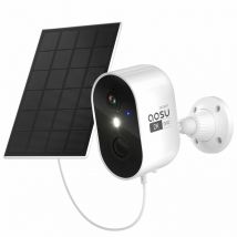 Aosu - 2K Outdoor WiFi Wireless Surveillance Camera, 3MP Outdoor Surveillance Camera with Mobile Solar Panel for Home Security, Automatic Tracking,
