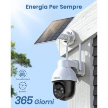Aosu 3k Telecamera Wifi Esterno Senza Fili, Panorama A 360°, 5mp Telecamera A Batteria Di Sicurezza Con Pannello Solare, Rilevamento Pir Di Persone E 