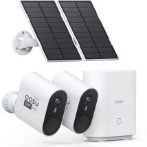 Aosu - 3K Überwachungskamera Aussen Solar Akku Set, 5MP 2er Kamera Outdoor wlan Überwachungs Außen Schärfer als 2K, Ohne abo, 32G Lokale Homebase,