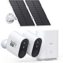 Aosu - 3k Camera Surveillance Wifi Exterieure Sans Fil Solaire Kit, 2pcs 5mp Solar Caméra Security Exterieur Sur Batteries