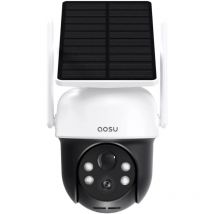 AOSU Cámara de Vigilancia WiFi Exterior Solar 3MP 2K, 360° 2.4GHz con Panel Solar y Batería, Cámara de Seguridad Exterior Sin Cables con Detección PIR