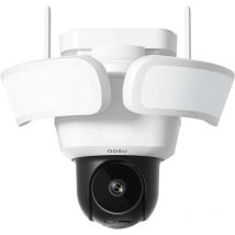 Aosu - Camara Vigilancia Exterior con Focos - 3K 5MP Floodlight Camera Wired 2600 lúmenes - 360 Grados, con Cable Grabación Continua 24/7, Detección