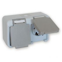 102439 Feuchtraum-Schalterprogramm Doppelsteckdose Pera Hellgrau, Dunkelgrau 1 St. - Peranova