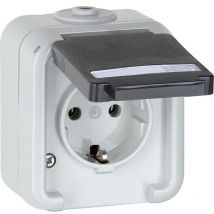 Aufputz-steckdose Peha Ip44, Schuko, Beschriftung, Grau D 6620 Wab Na - 1-fach