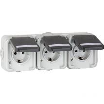 Aufputz-steckdose Peha Ip44, Schuko, Beschriftung, D 6633 Wab Na - 3-fach