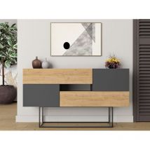 Abitare - Aparador 145x82 h cm roble claro y gris antracita con dos puertas y dos cajones - Frosolone