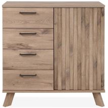 Finori - Aparador 4 Cajones 1 Puerta Decorado Roble L85 cm - Opole