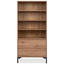 Aparador alto 2 cajones - Acabado madera clara - 77,5 x 165 cm