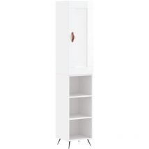 Helloshop26 - Aparador cómoda cómoda armario mueble organizador cocina salón salón alto brillo 34,5 x 34 x 180 cm madera contrachapada blanco