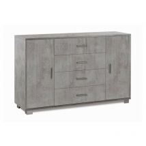 Aparador con dos puertas y cuatro cajones Beton Cemento 136x41x h86 cm