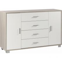 Aparador con dos puertas y cuatro cajones Olmo blanco 136x41x h86 cm