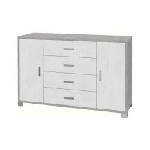 Sarmog - Aparador con dos puertas y cuatro cajones Cemento blanco 136x41x h86 cm