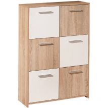 Inter Link - Aparador con seis puertas, blanco y roble, Medidas 77 x 115 x 30 cm