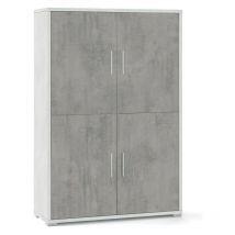 Aparador cuatro puertas con cuatro estantes en madera Blanco Cemento 108x41x h161 cm