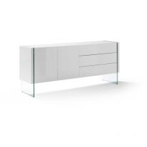 Pdcor - Aparador de 2 puertas Erica acabado blanco brillo, 77 cm(alto) 180 cm(ancho) 49 cm (fondo)