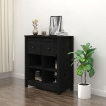 Bonnevie - Aparador de comedor Armario de cocina Mueble Aparador de madera maciza de pino negro 70x35x80 cm BHU69839
