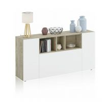 Aparador Loira Blanco Artik (Blanco Mate) – Roble Alaska 150cm (ancho) x 76cm (alto)