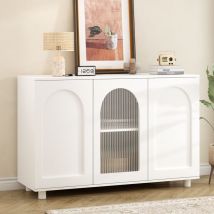 Aparador elegante con almacenaje 120 x 40 x 78,5 cm - 3 puertas, 4 estantes - Ajustable - Puerta en forma de u - Blanco