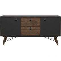 Vente-unique - Aparador 2 puertas y 2 cajones con base metálica L150,3 cm - joyce