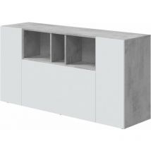 FRS - Aparador Maud 3 puertas blanco/cemento. 76 cm (alto) x 150 cm (ancho) x 41 cm (prof.)