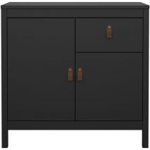 Furniture To Go - Aparador pequeño 2 puertas, 1 cajón negro mate L82,3 cm - barcelone