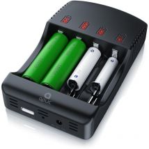 Batterie-Ladegerät 2000 mA, Universal Akku Ladegerät mit usb Powerbankfunktion, 4x Aufladeschächte - Aplic