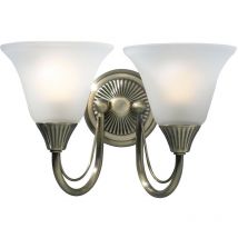 Dar Lighting - dar boston - Lámpara de pared doble de latón antiguo