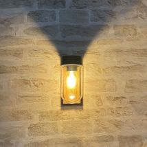 Arum Lighting - Wandleuchte baza Metall außen Holzoptik E27