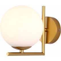 Qiyao - Aplique de pared de globo de cristal, 1 luz, dorado, estilo industrial de mediados de siglo (dorado)