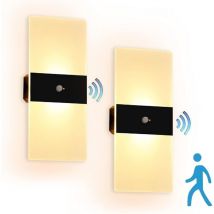 Zolginah - Aplique de pared led con sensor de movimiento para interiores, lámpara de pared a pilas, luz de noche, recargable por usb, luz con sensor