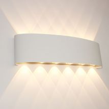Ymyny - Aplique de pared led para interior, 12 w, blanco, moderno, de aluminio, resistente al agua IP65, para exterior (blanco cálido)