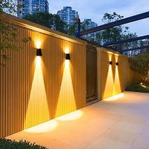 Aplique de pared solar para exteriores de 2 led, iluminación ambiental para exteriores, resistente al agua, luces blancas cálidas, luces de jardín,