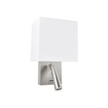 Leds-c4 - Gamma - led Wall Light with Reading Light Square Shade Satin Nickel 179lm 2700K