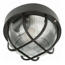 Smartwares BE100Z - Aplique de pared redonda, luz exterior, negra