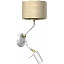 Milagro - Aplique marshall blanco/rattan 1xE27 + 1x mini GU10