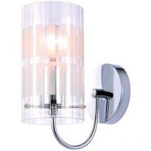 Max - Lámpara de pared moderna Cromo 1 luz con pantalla transparente, E27 - Italux