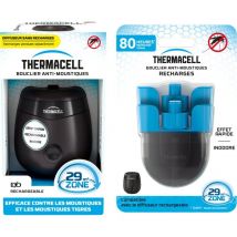 Appareil Anti Moustiques & Moustiques Tigres + Recharge 80h- Bouclier 29m² -Rechargeable - Inodore THE55NOIR80