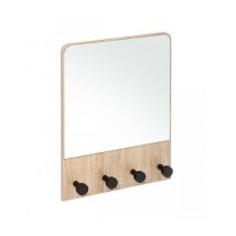 Appendiabiti con specchio in legno Bianco con quattro ganci 37x6x h50 cm