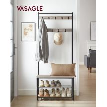 Songmics - Vasagle Appendiabiti Con Ripiano Per Scarpiere, Mobile D'Ingresso Con Panchina, 3 In 1, Telaio In Acciaio, Per Ingresso, Corridoio, 32 X 70