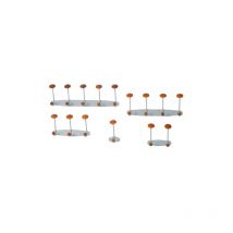 Appendiabiti da parete in metallo Orione con pomoli in tinta ciliegio appendiabiti a quattro posti