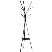Benzoni - Appendiabiti da Terra Attaccapanni in Metallo e Legno Nero 45x45x180 cm