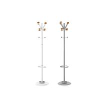 Appendiabiti Da Terra Verniciato Giselle Con Ganci Per Le Borse Bianco Con Accessori Ciliegio