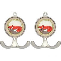 Appendiabiti Fox in metallo e ceramica (set di 2)