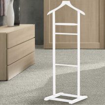 Wadiga - Appendiabiti Indossatore legno Pioppo Bianco Servo Muto Porta Abiti 48x36x107cm