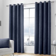 Appletree Signature Kilbride Cord Chenille Textured Eyelet Lined Curtains, Navy, 90 x 90 Inch
