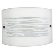 E-energy - Applique 1xE27 Finition Chrome Plaque Verre Blanc Décoré