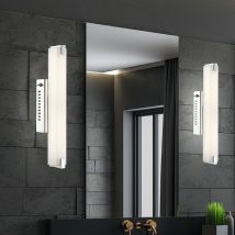 Applique a led con interruttore lampada da parete luce da specchio cromata luce scale vetro satinato, design a barra, 9W 700Lm bianco caldo, LxLxA