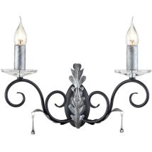 Elstead - Amarilli - Applique murale d'intérieur à 2 ampoules à motif de feuilles florales noires, E14