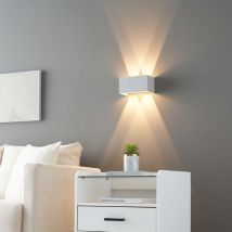 Kosilum - Applique blanche led design double - IP54 dimmable - Cubic